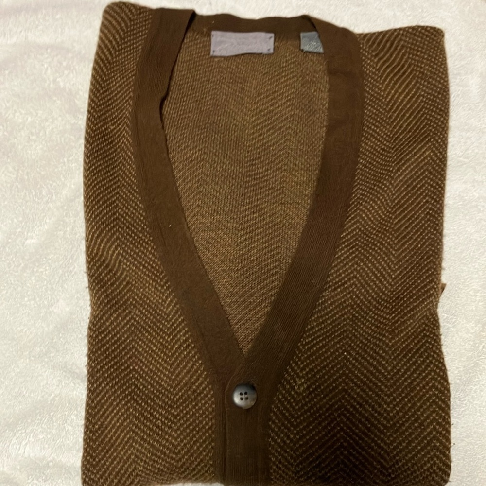 Brown V-Neck Cardigan Sweater